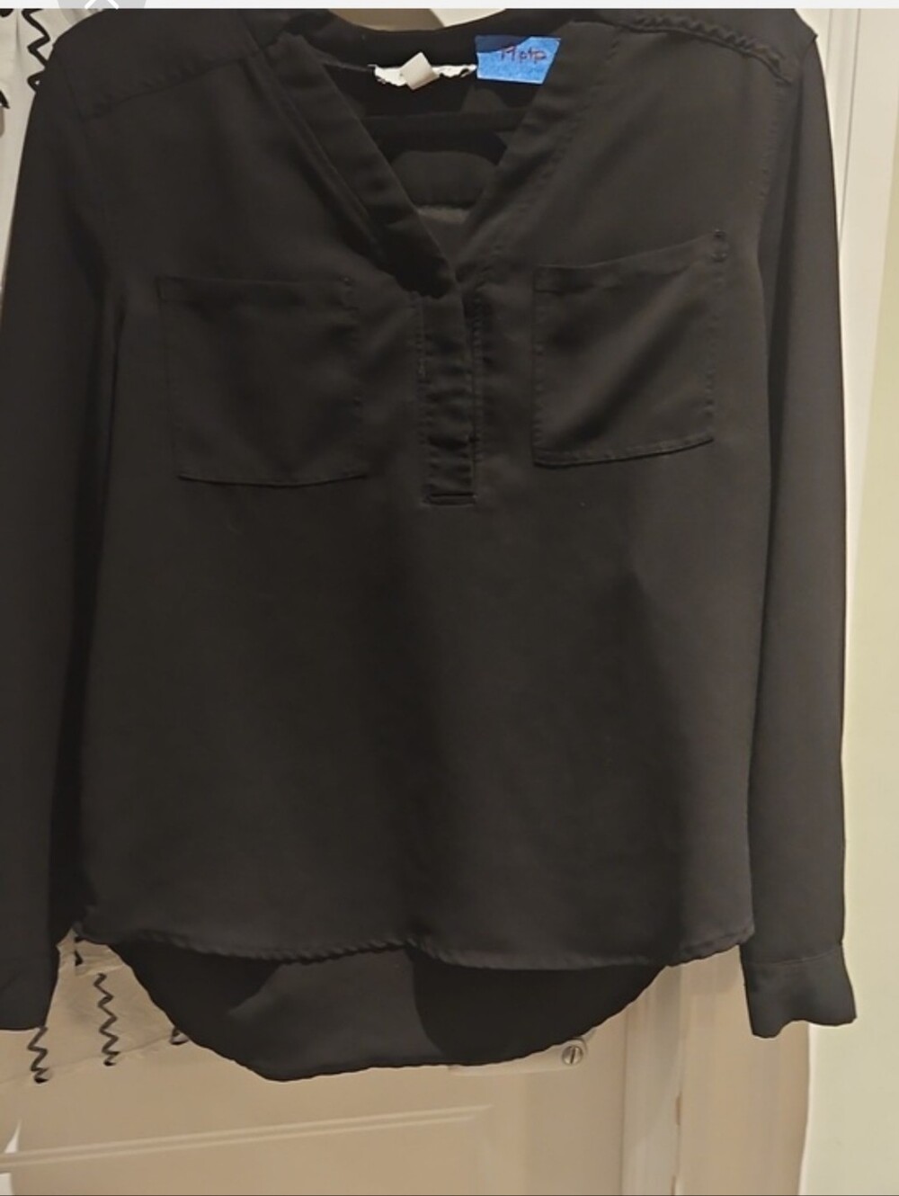 LNine West Black Button-Front Blouse
